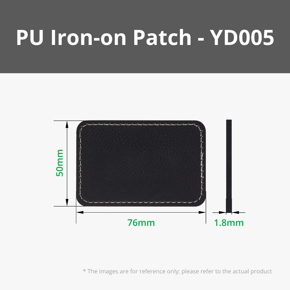 Rectangular PU Iron-on Patch - Black to Silver (10PCS) - YD005